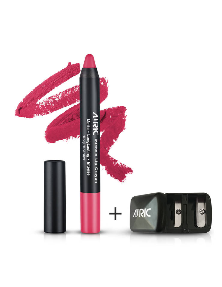 Auric Lipstick Intensiv Lip Crayon Candy Cane-3403, 2.8 gm + Free Sharpener
