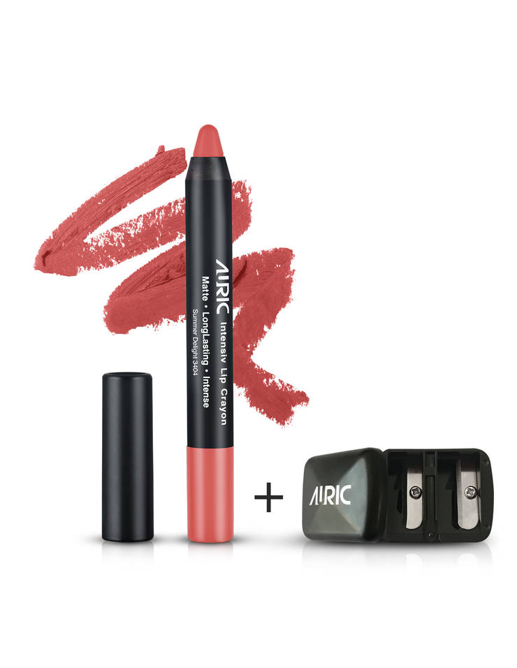 Auric Lipstick Intensiv Lip Crayon Summer Delight-3404, 2.8 gm + Free Sharpener
