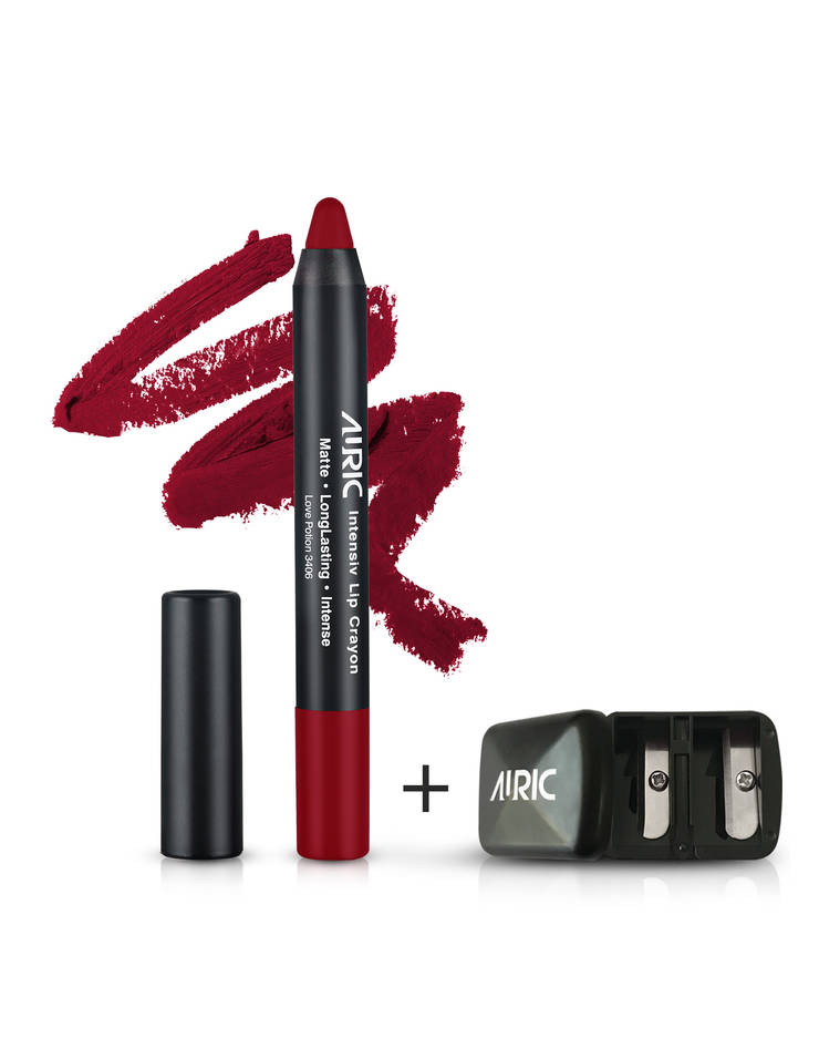 Auric Lipstick Intensiv Lip Crayon Love Potion-3406,2.8 gm + Free Sharpener