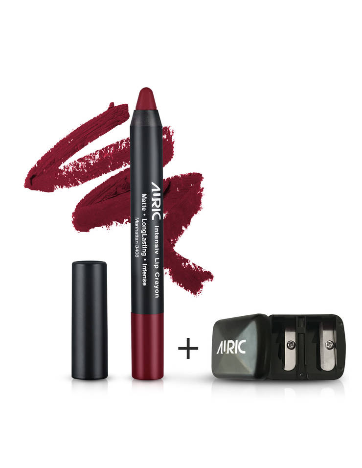 Auric Lipstick Intensiv Lip Crayon Manhattan-3408, 2.8 gm + Free Sharpener